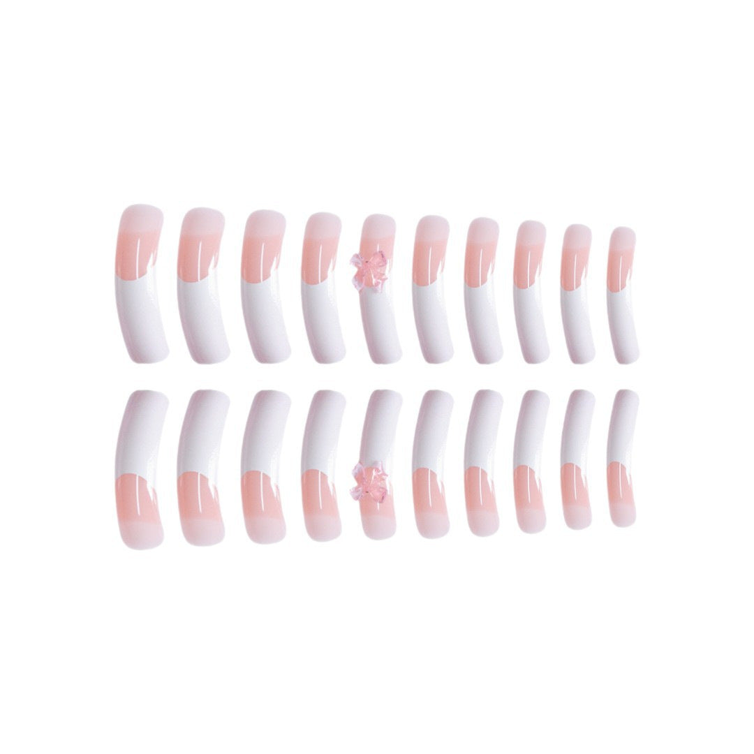 Elegant French Tip Acrylic Nail Enhancements Bowlift