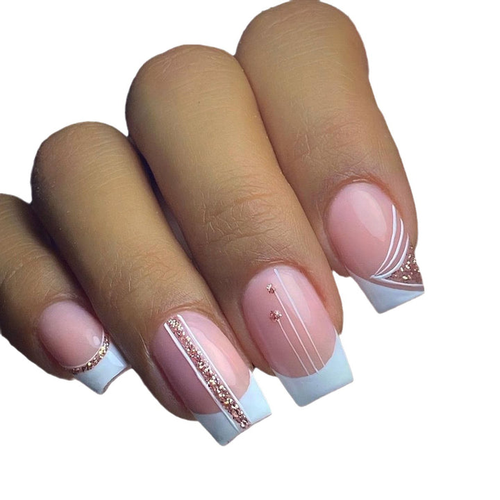 Elegant French Tip Gel Nail Extensions Bowlift