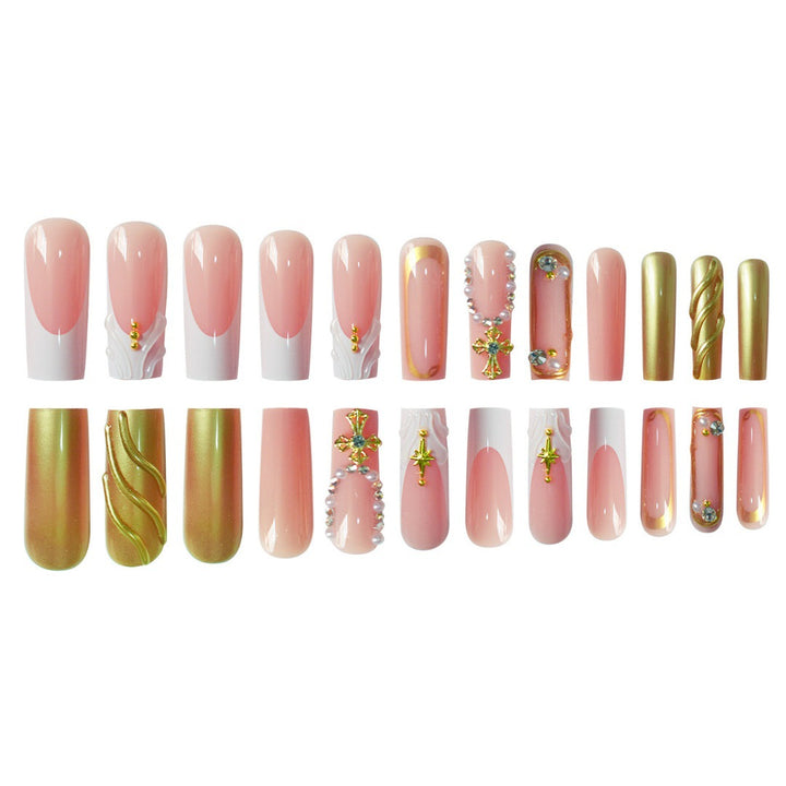 Luxury 3D Decorative Press-On Nails with Gem Accents Bowlift