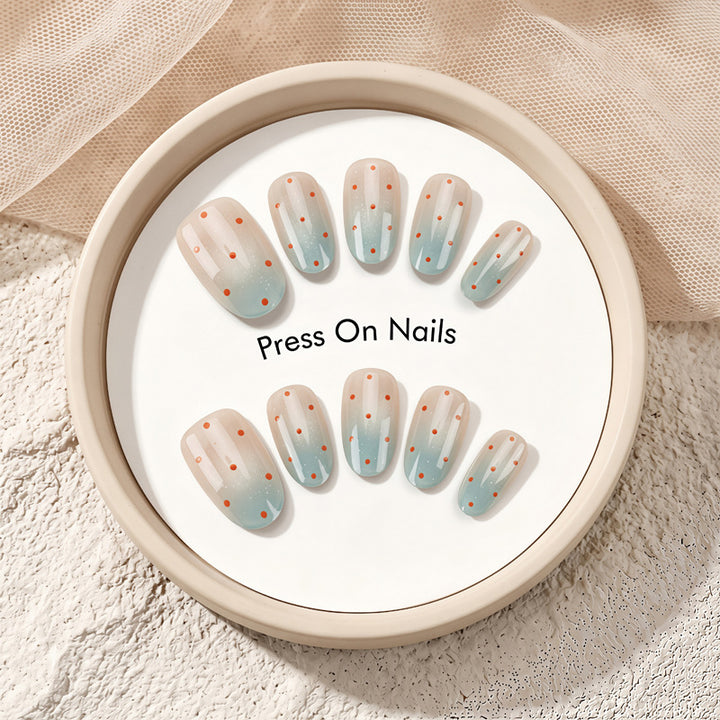 Decorative Press-On Nail Art with Ombre Design Bowlift