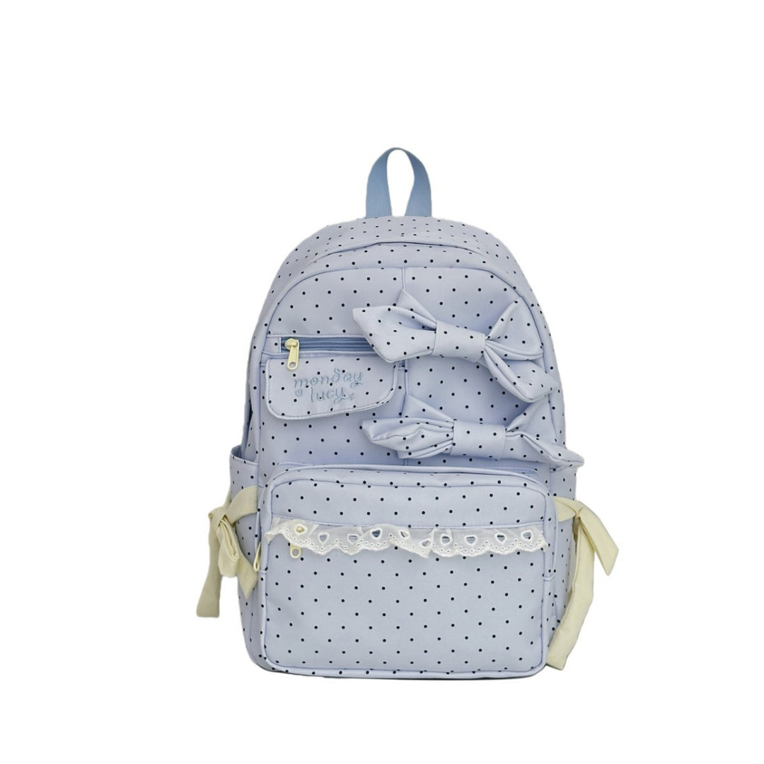 Backpack with Playful Bows and Practical Storage Solutions Bowlift