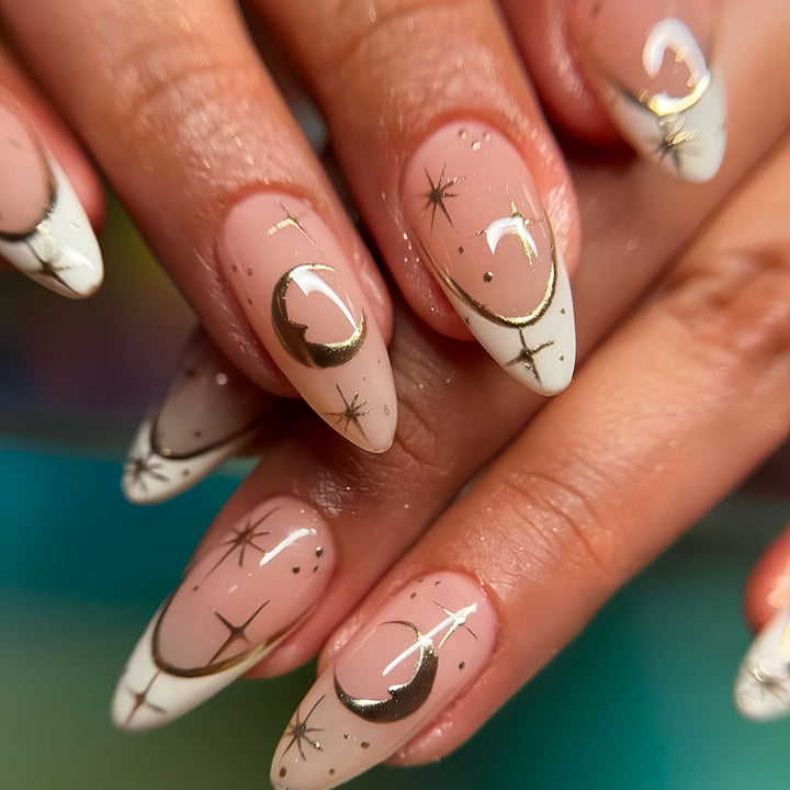 Artistic Starlit Nail Art Extensions Bowlift