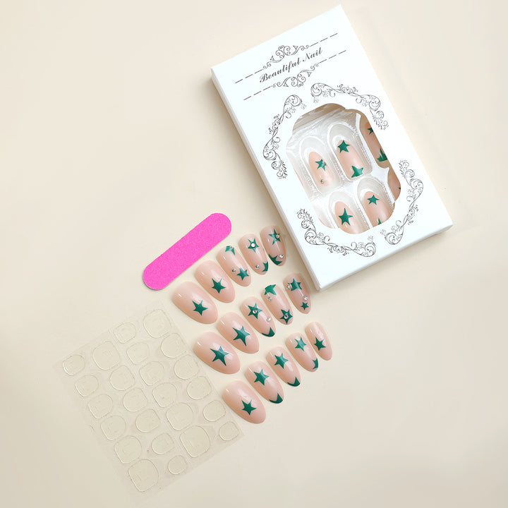Decorative Press-On Nail Art Set with Star Patterns Bowlift