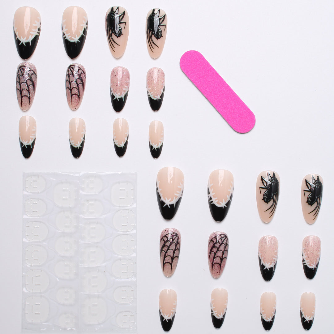 Creative nail art set with spider and web design Bowlift