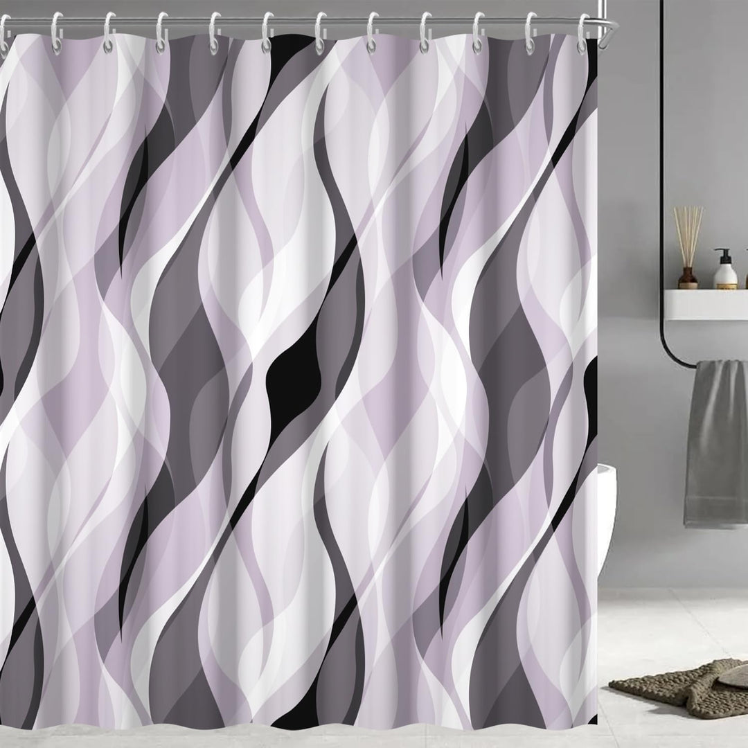 Abstract Wave Pattern Shower Curtain Bowlift