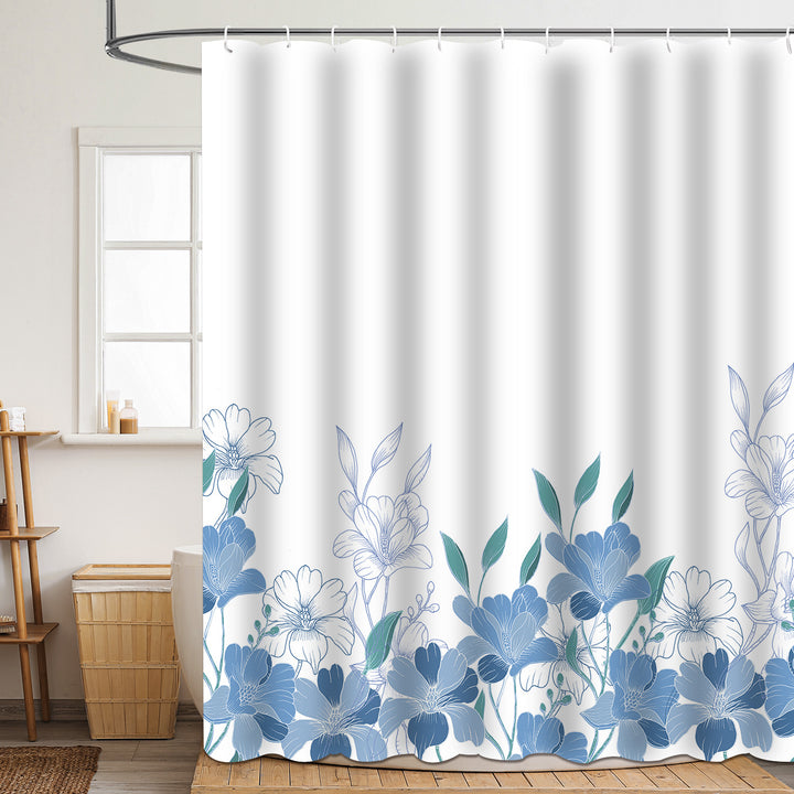 Floral Patterned Bathroom Shower Curtain Bowlift
