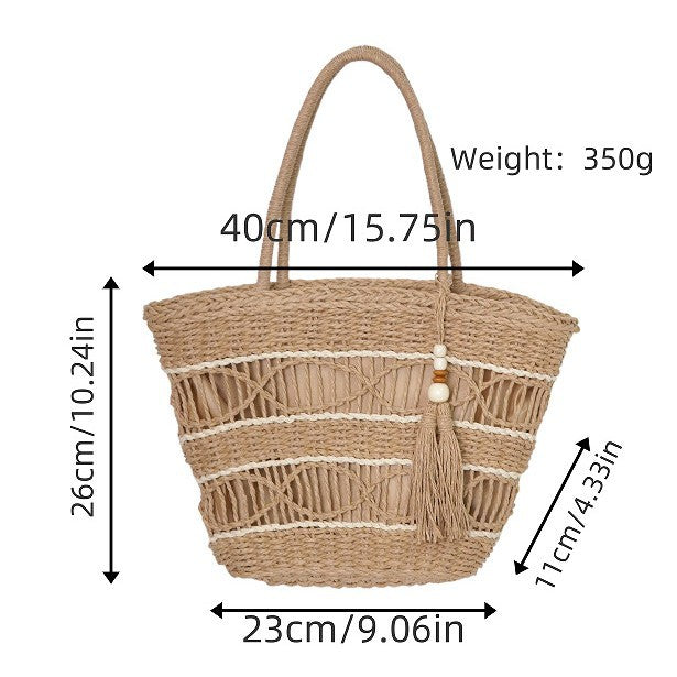Braided basket bag with tassel details Bowlift