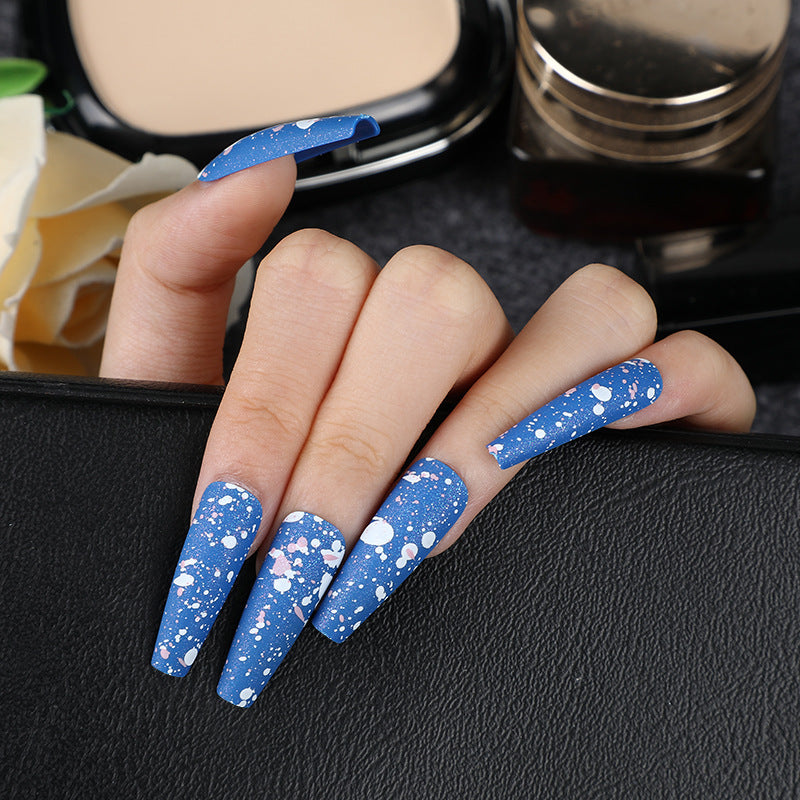 Artistic splatter design artificial nails Bowlift