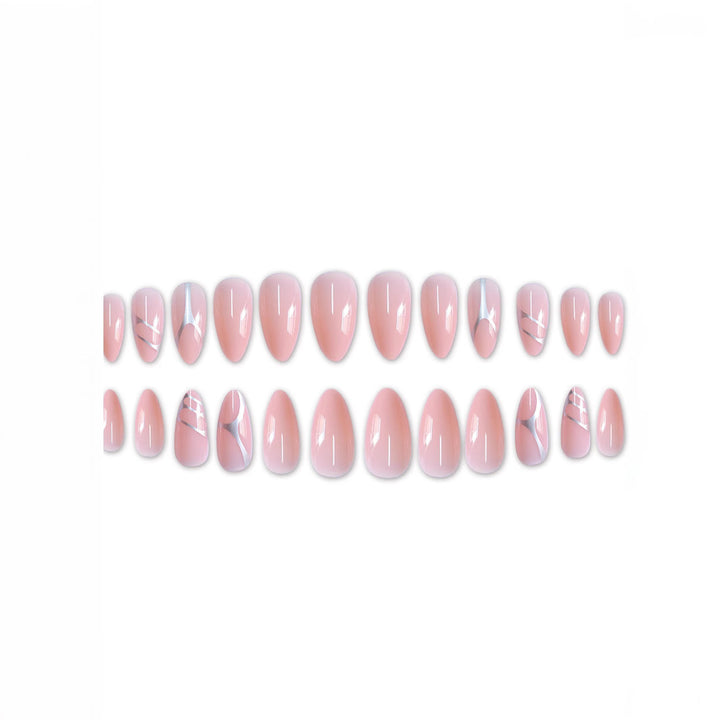 Elegant Stiletto Press-On Nail Set with Artistic Metal Accents Bowlift