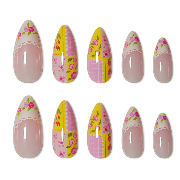 Decorative Floral Press-On Nail Art Bowlift