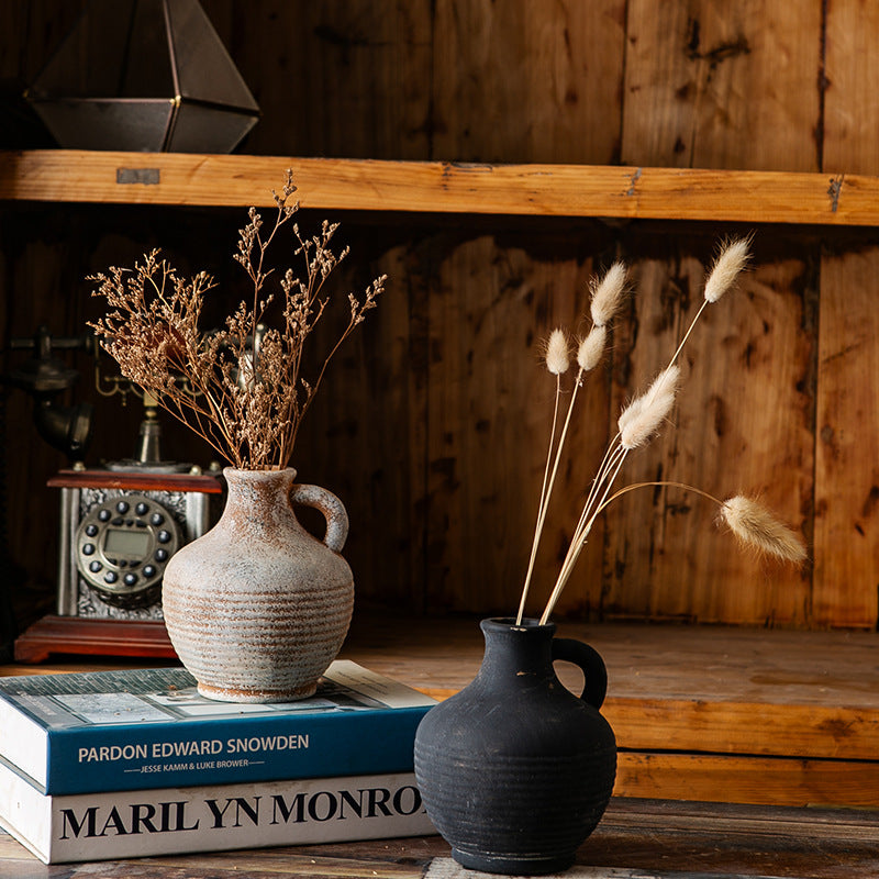 Rustic ceramic vase with handles Bowlift