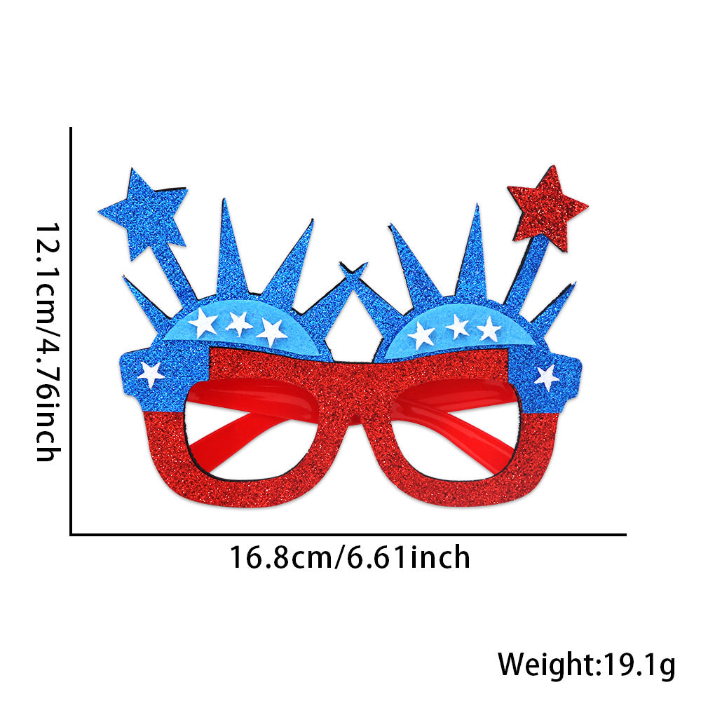 Unisex nan party glasses with USA glitter attachment and round frame Bowlift