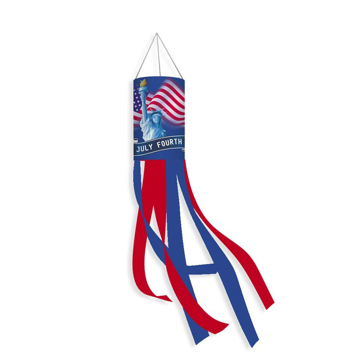 Unisex nan patriotic windsock wind flag with long ribbons for outdoor hanging Bowlift