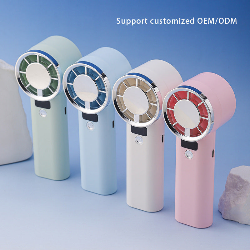 Ladies handheld fan with digital display and 3000mAh battery Bowlift