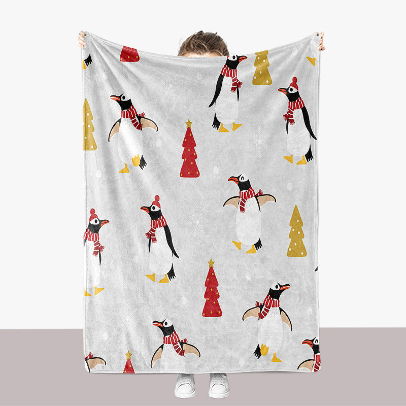 Penguin-Themed Plush Throw Blanket
