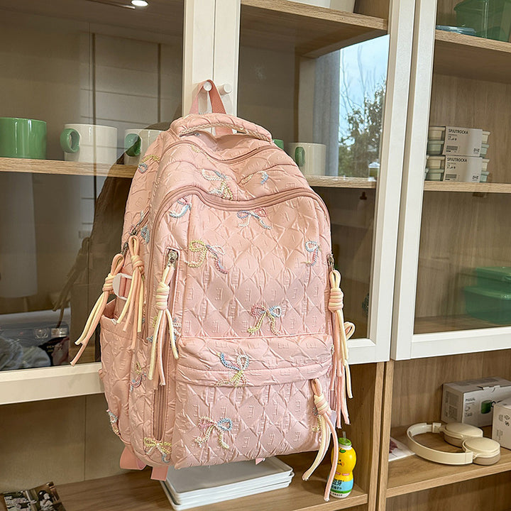 Quilted Bow-Detail Fashion Backpack Bowlift