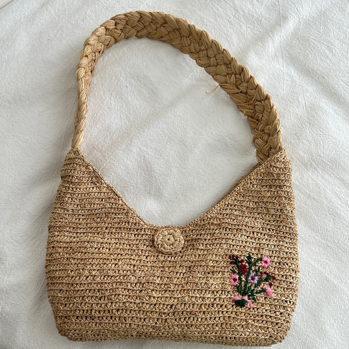 Handcrafted knitted bag with floral design Bowlift