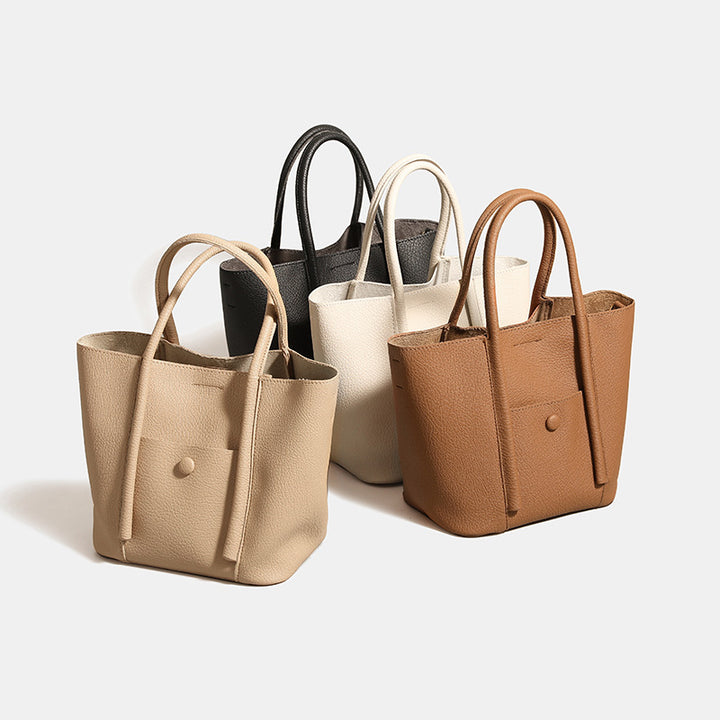 Modern Leather Tote Bag with Detachable Strap
