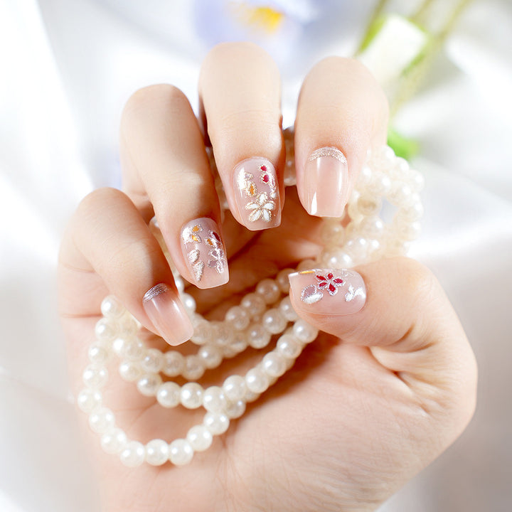 Artistic Floral Press-On Nails Bowlift