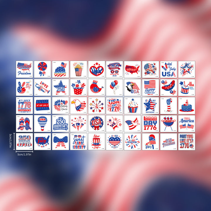Unisex nan patriotic Party Sticker Collection with USA motifs on matte vinyl Bowlift