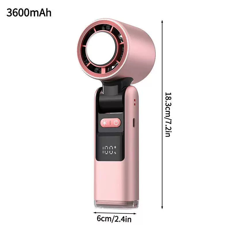 Unisex one size rechargeable portable bladeless-style mini fan with foldable head LED status indicator and high-capacity battery Bowlift