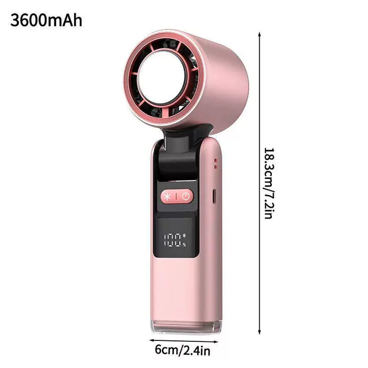 Unisex one size rechargeable portable bladeless-style mini fan with foldable head LED status indicator and high-capacity battery Bowlift