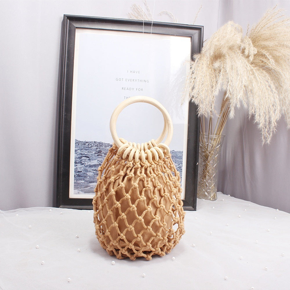 Macrame Carrying Bag with Wooden Handles Bowlift