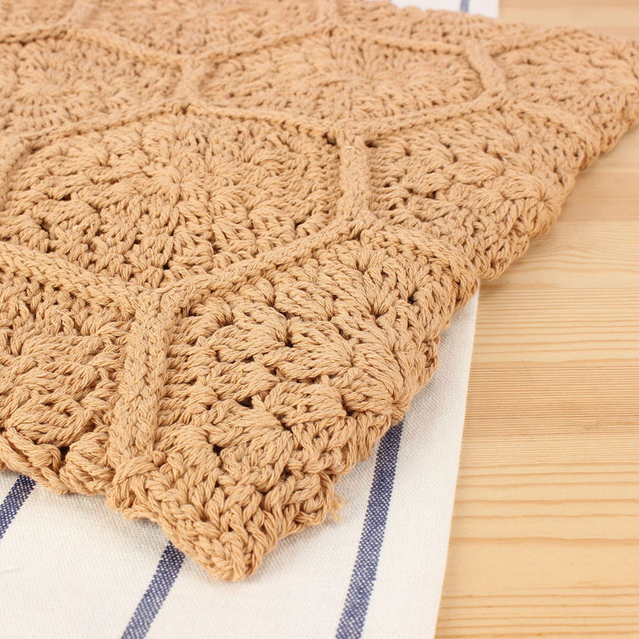 Handcrafted macrame tote bag with unique honeycomb pattern Bowlift