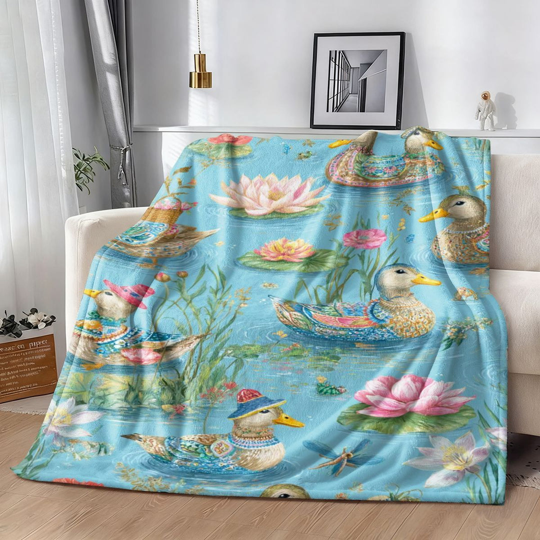 Artistic Duck Print Fleece Throw Blanket