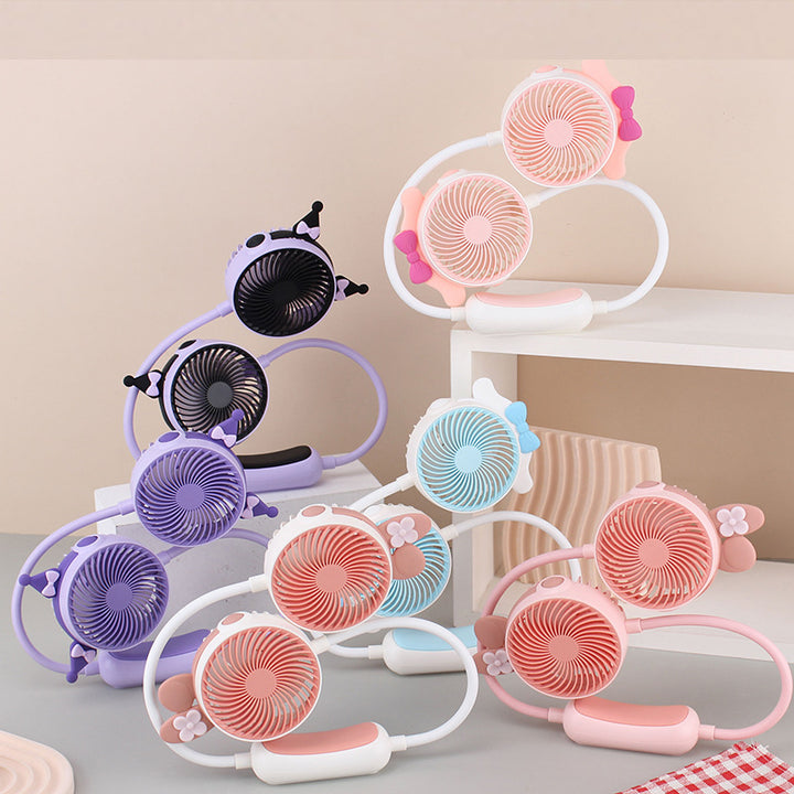 Ladies Portable Neck Fan with Dual Fan Bowlift