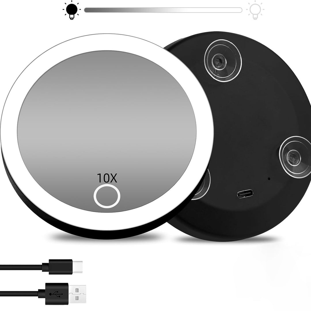 TenX LED Suction Magnifying Makeup Mirror with Touch Sensor USB Rechargeable Portable Bowlift