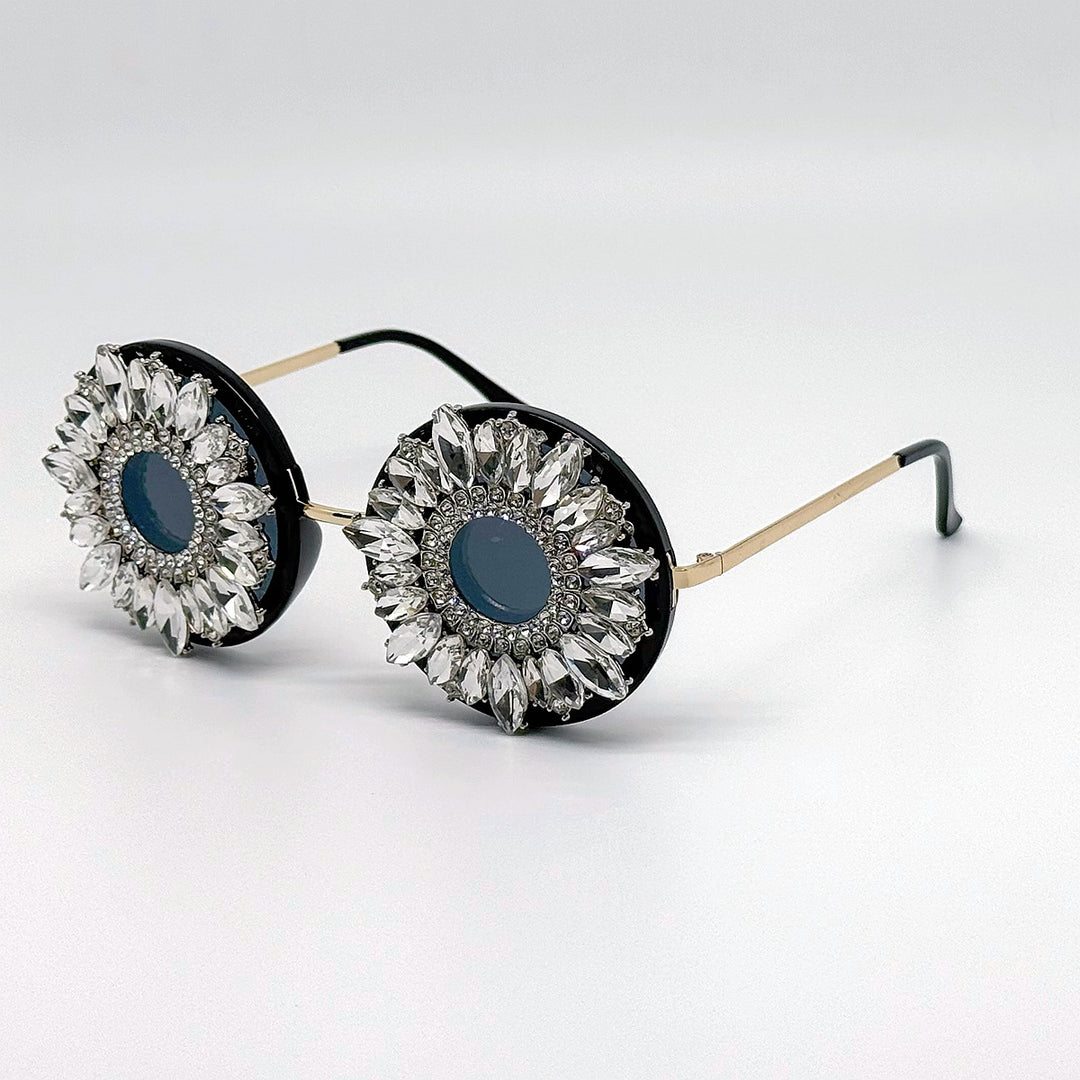 Ladies Glamorous Sunglasses with Floral Crystal Frame Bowlift
