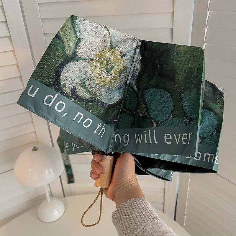 Women's Folding Umbrella with Floral Accents Bowlift