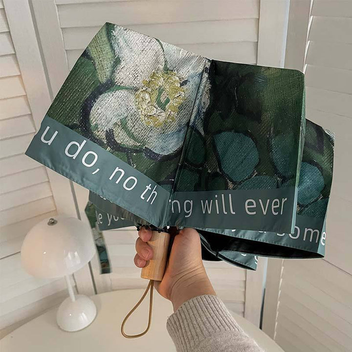 Women's Folding Umbrella with Floral Accents Bowlift