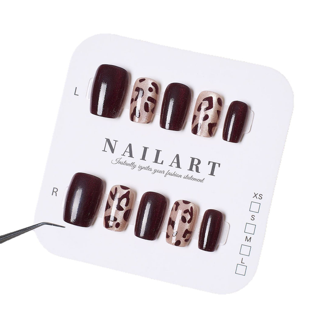 Artistic Leopard Print Press-On Nail Set Bowlift