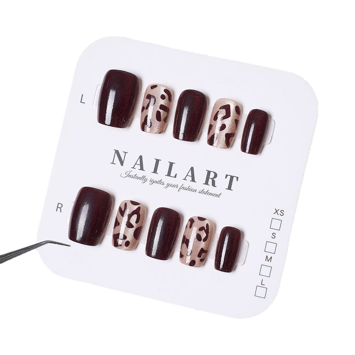 Artistic Leopard Print Press-On Nail Set Bowlift