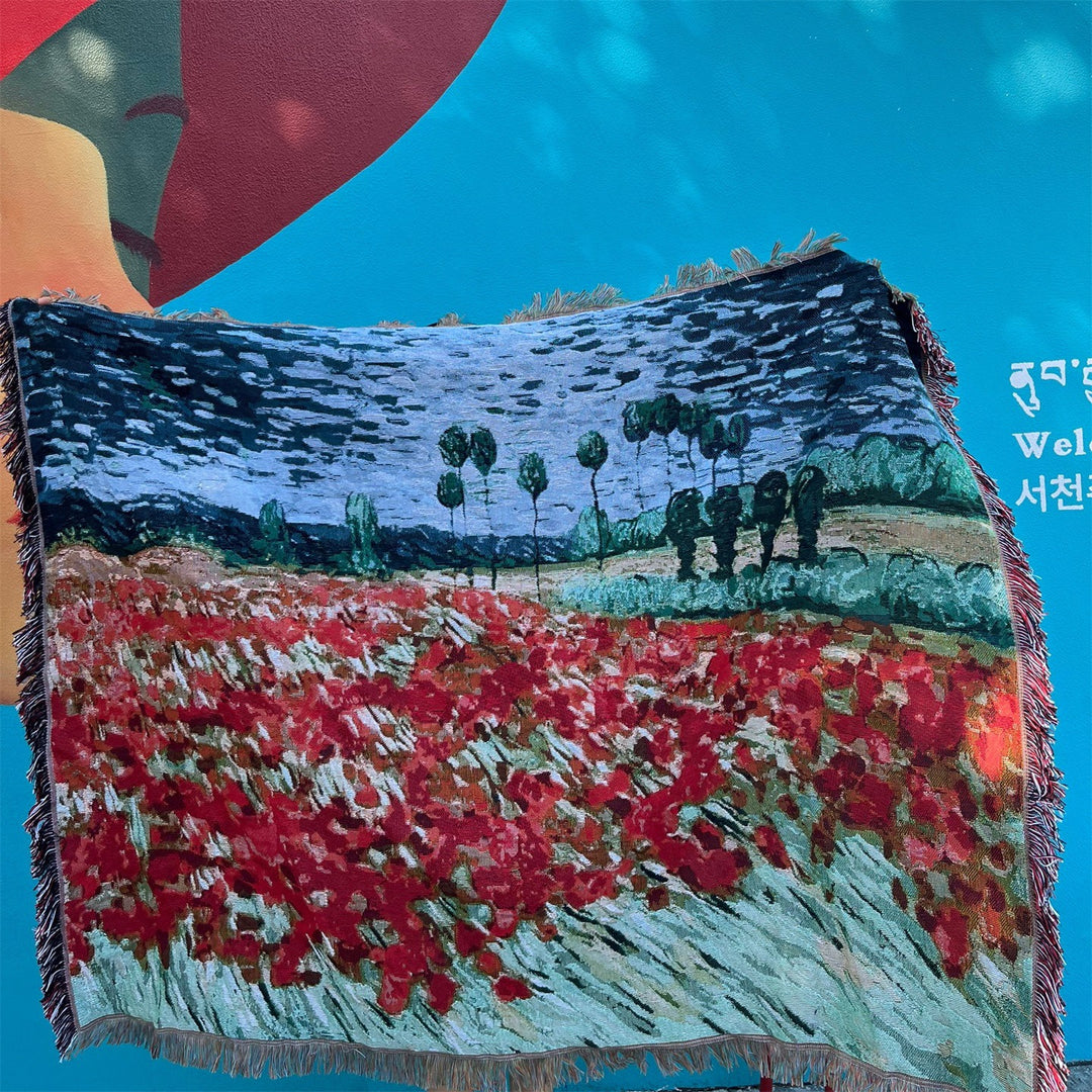 Artistic Woven Landscape Throw Blanket