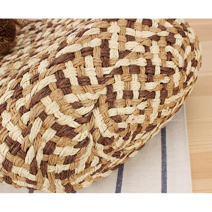 Fashionable basket bag with decorative pompons Bowlift
