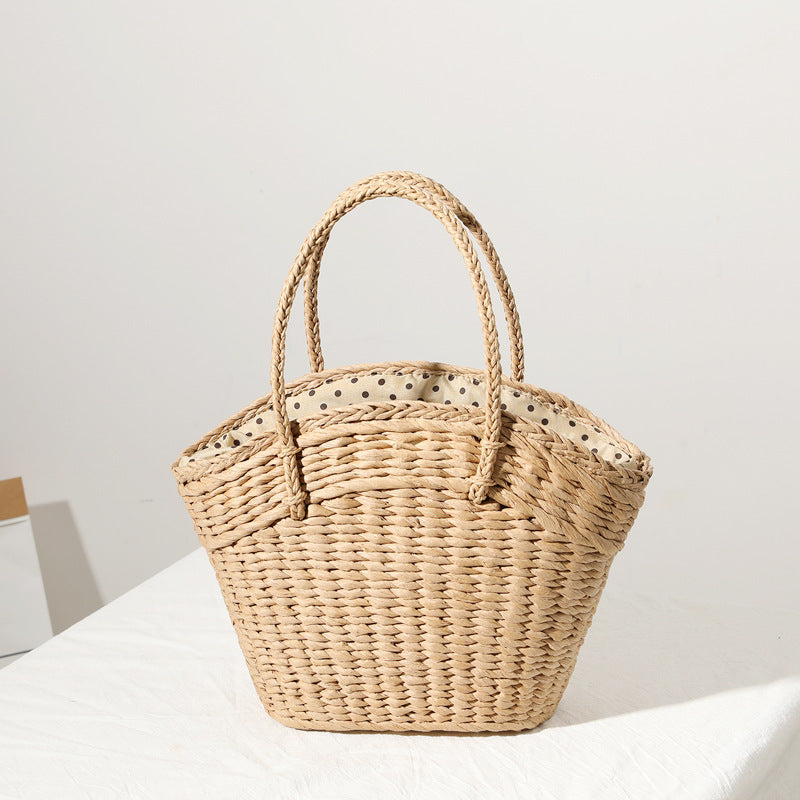Braided beach bag with dotted inner pocket Bowlift