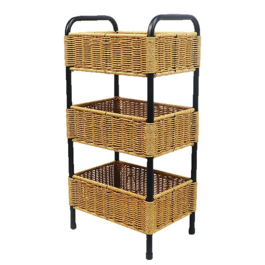 Multi-Tier Woven Bathroom Organizer Basket Bowlift