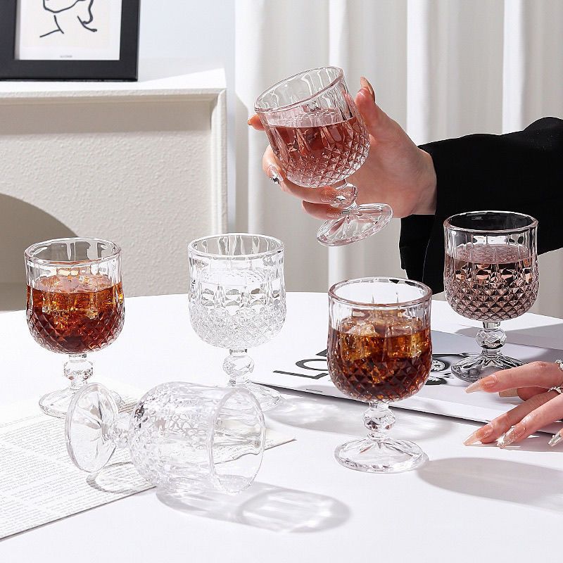 Vintage Cut Crystal Goblet Wine Glasses Set Bowlift