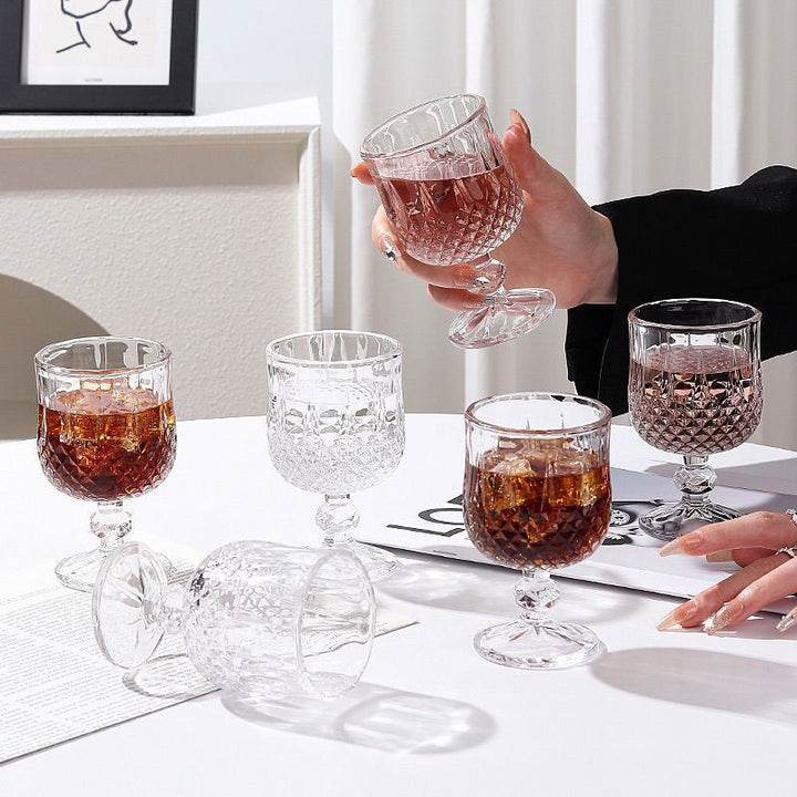 Vintage Cut Crystal Goblet Wine Glasses Set Bowlift