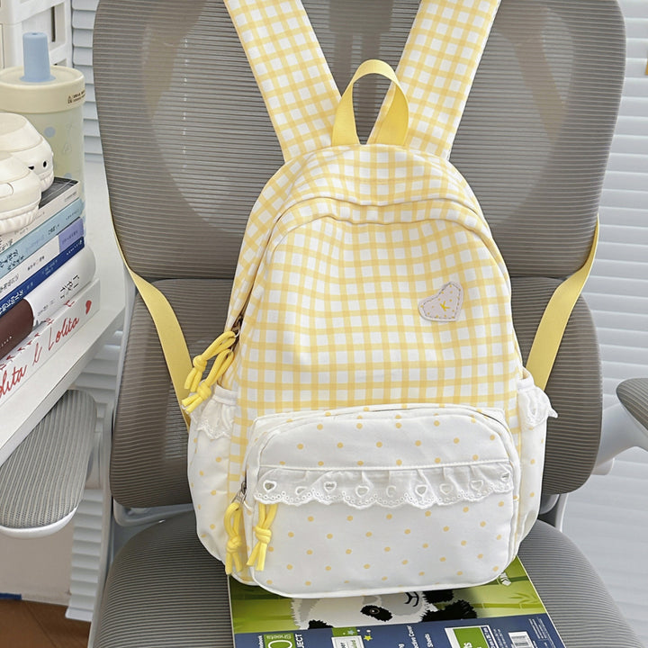 Playful Gingham Pattern Backpack