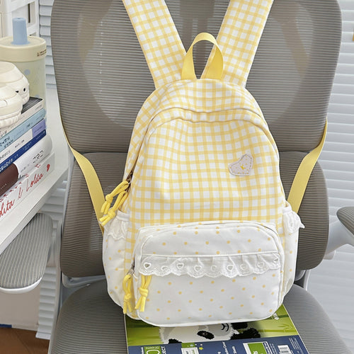 Playful Gingham Pattern Backpack