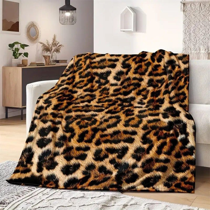 Plush Leopard Print Throw Blanket