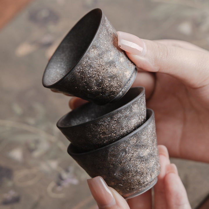 Handcrafted Rustic Ceramic Tea Cup with Textured Glaze Gift Box Bowlift