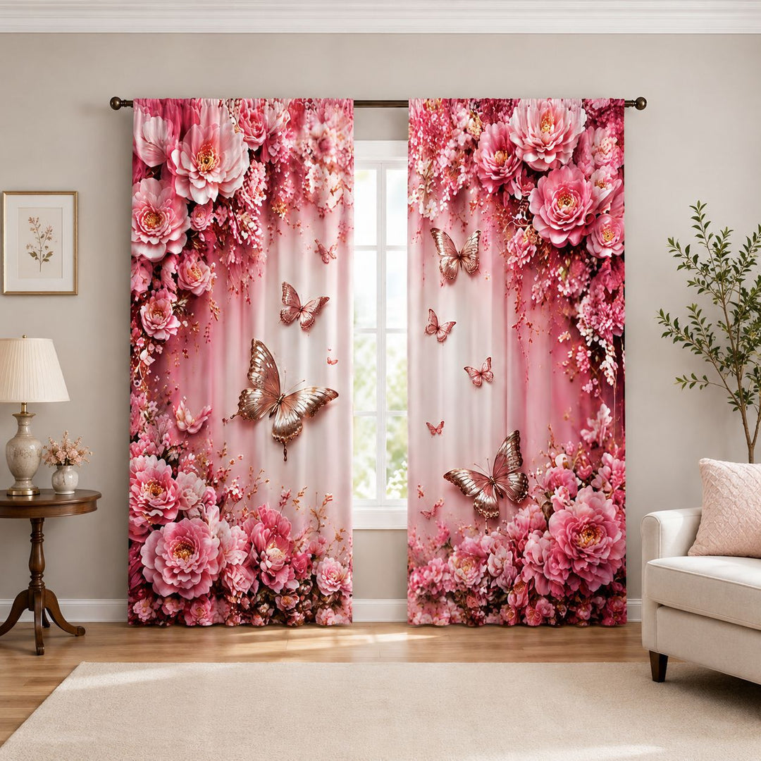 Butterfly-Patterned Decorative Curtains