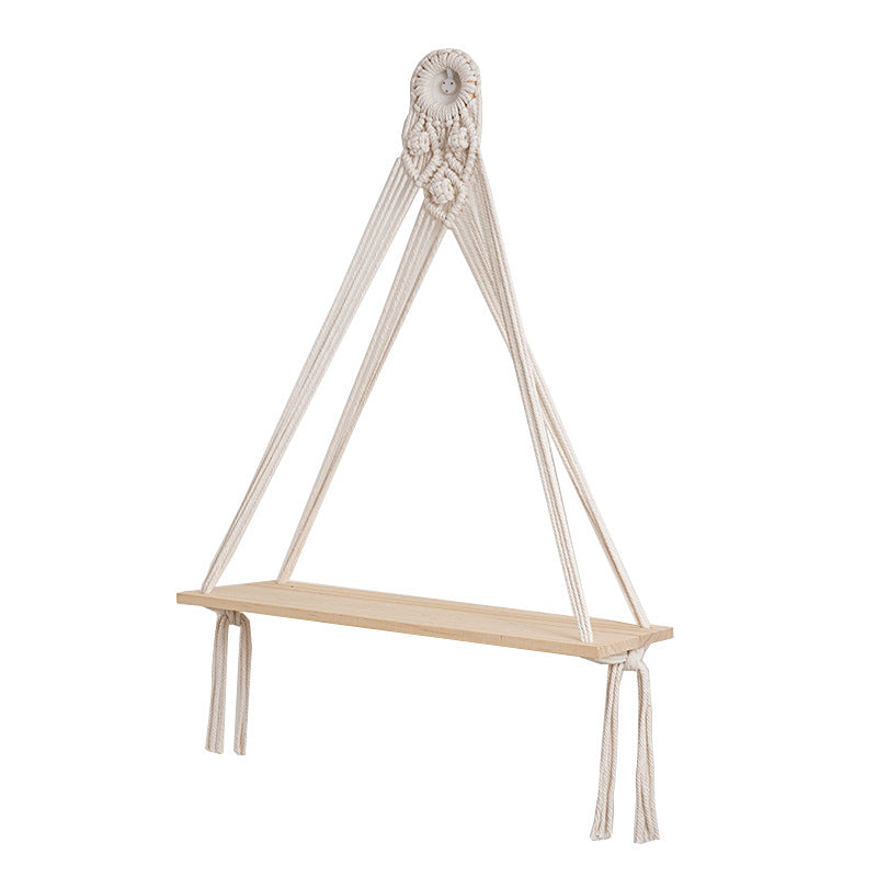 Macramé Floating Shelf with Natural Wooden Accents Bowlift