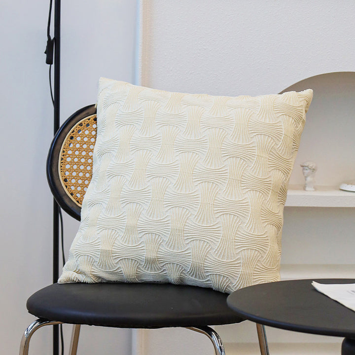 Square decorative cushion cover with embossed wave mosaic Bowlift