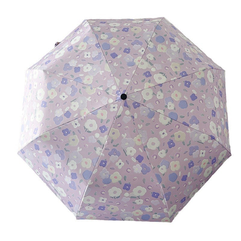 Women's Automatic Folding Umbrella with Floral Design and Practical Storage System Bowlift